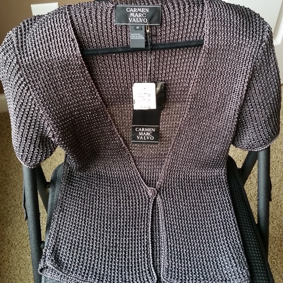 Vintage Carmen Marc Valvo beaded cardigan 10/M - Picture 1 of 8